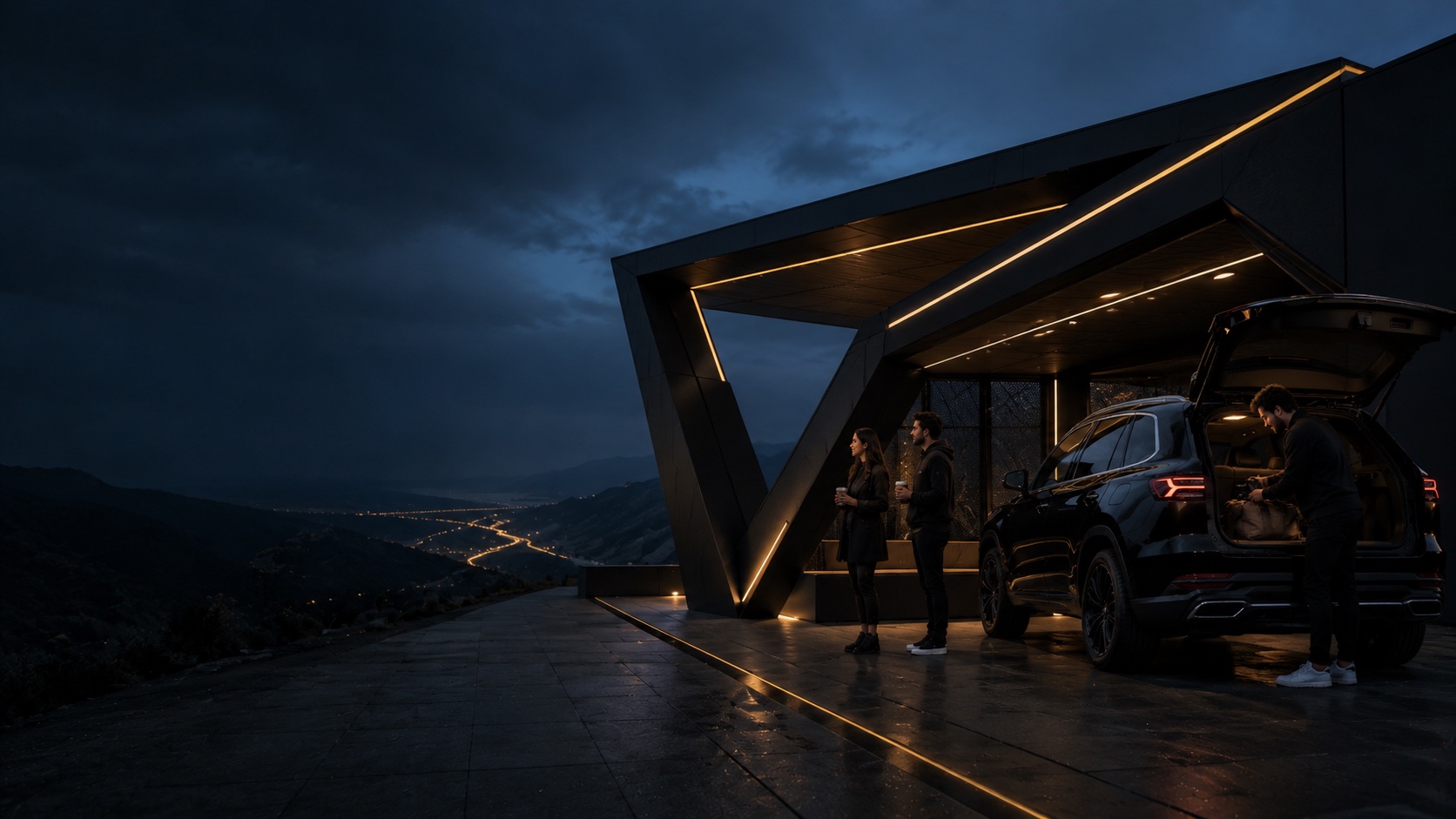 VEDIOT automotive lifestyle architecture at night