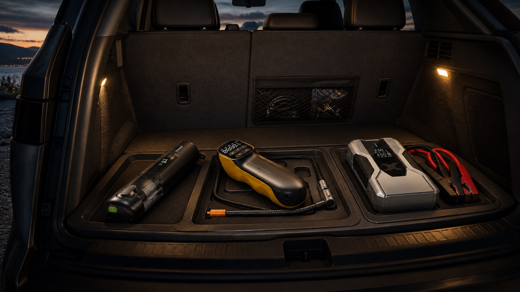 Compact VEDIOT products arranged inside a vehicle