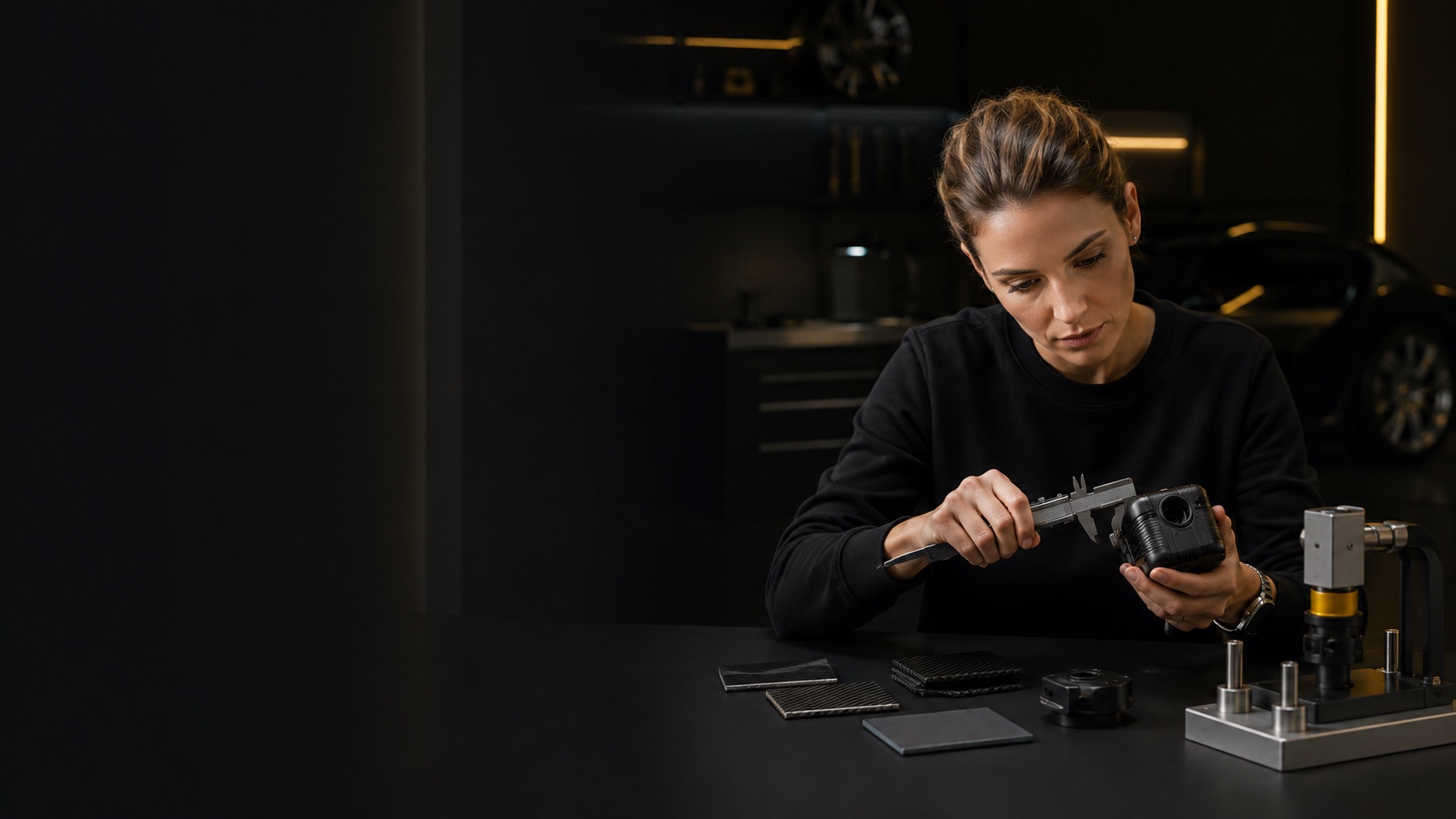 A VEDIOT product specialist measuring a component